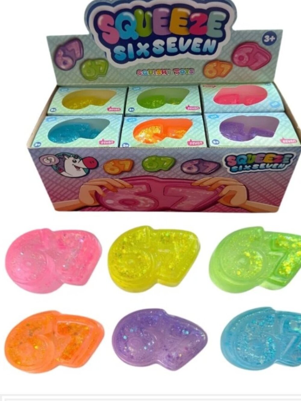 Squishy Six Seven 67 Glitter Orange Sugar Squeezy Toy